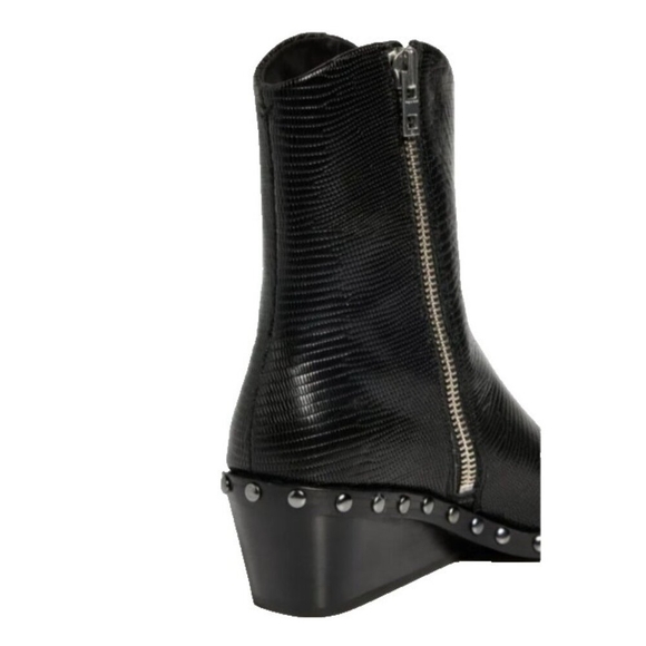 Rag & Bone santiago mid boots Womens black Lizard-embossed calf Size EU 40/US9.5 - Picture 10 of 16